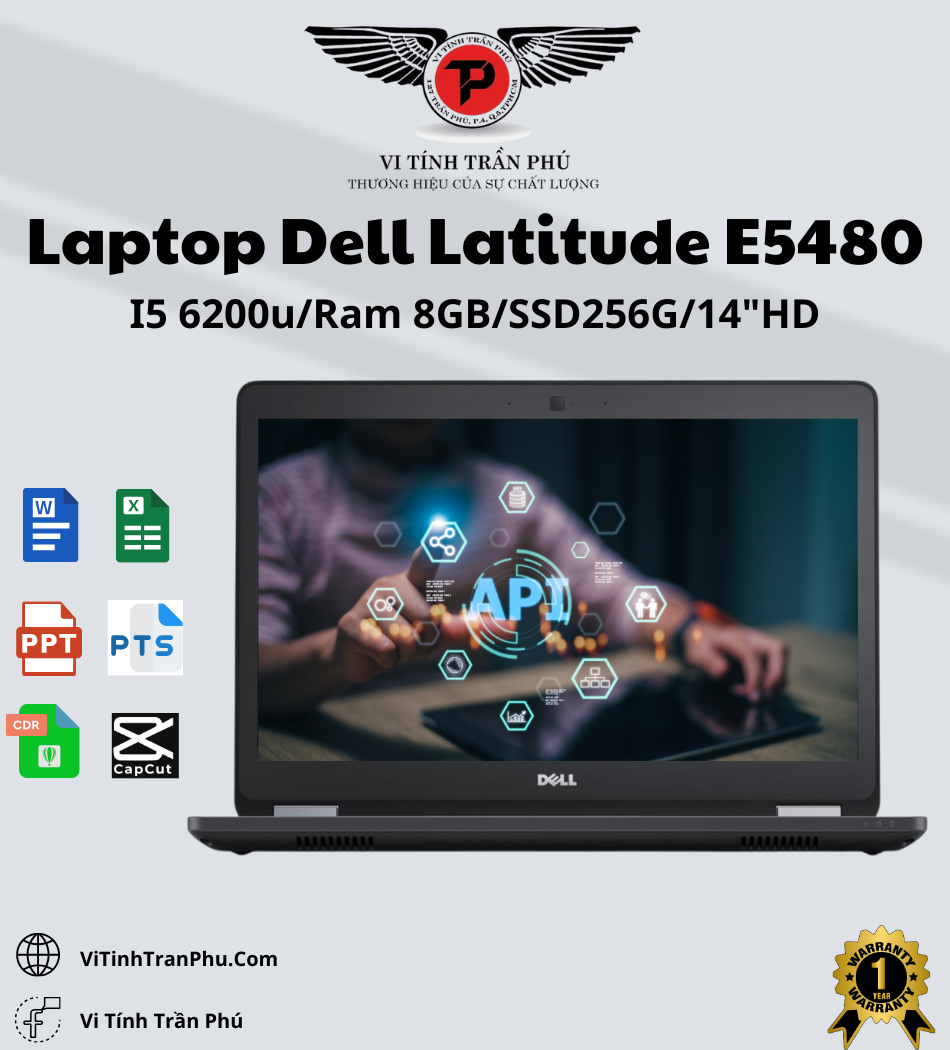 Laptop Dell Latitude E5480 - Core i5 6200U - 14 Inch HD